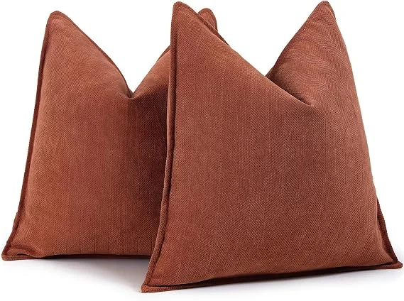 ZWJD rust chenille cushion covers