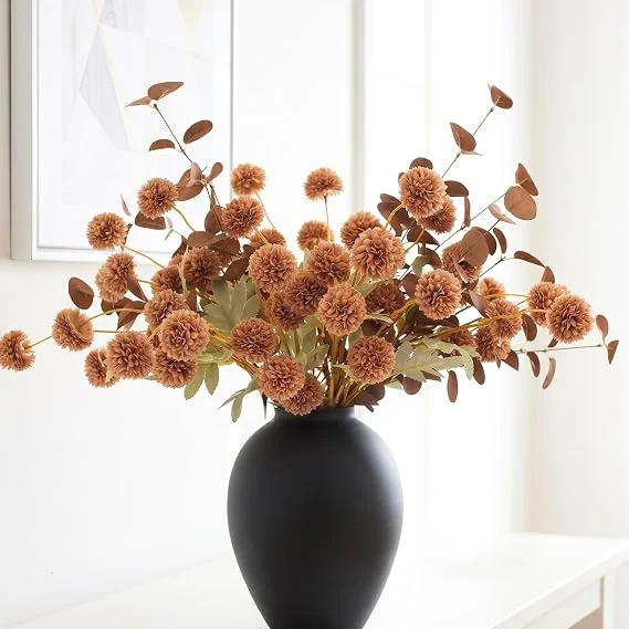 RyddeligHome brown mum and eucalyptus stems
