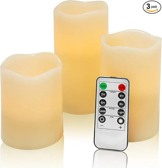 JUNPEI ivory flameless candle set