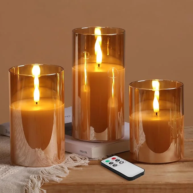 Eywamage gold glass flameless candles