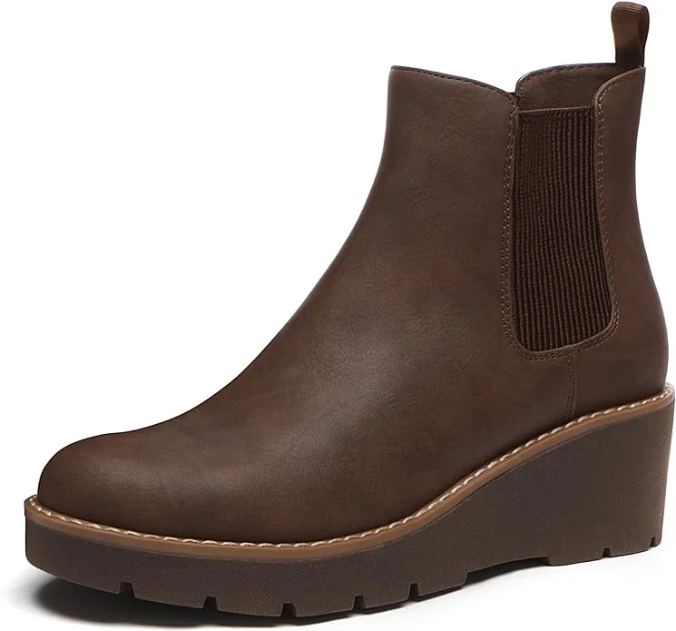Athlefit Brown wedge Chelsea boots