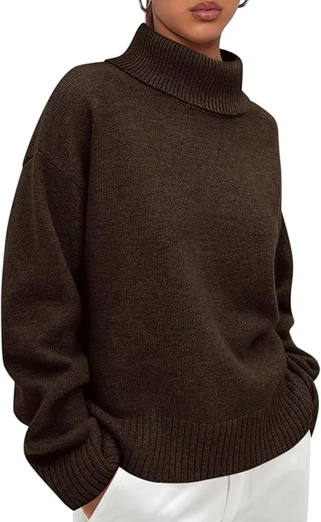 PRETTYGARDEN Brown turtleneck